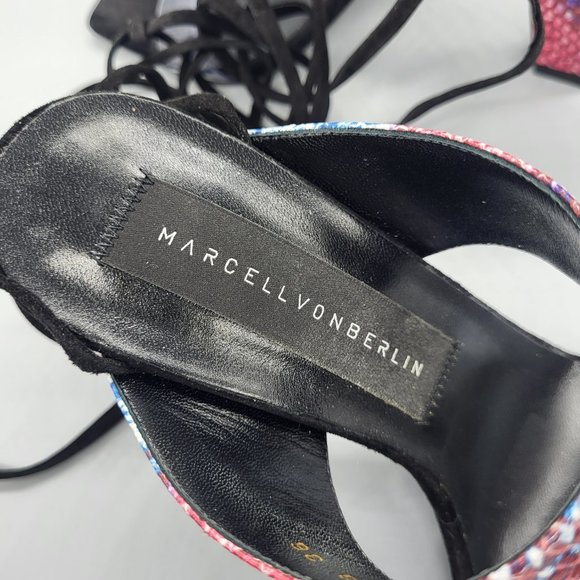 Marcell von Berlin Python Embossed Plexi Strap Lace-Up Sandals - Picture 13 of 17